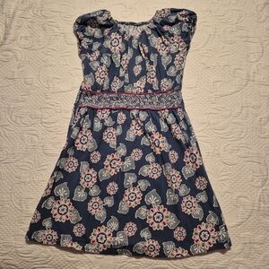 Tea Collection girls size 7 medium teal gliral dress VGUC